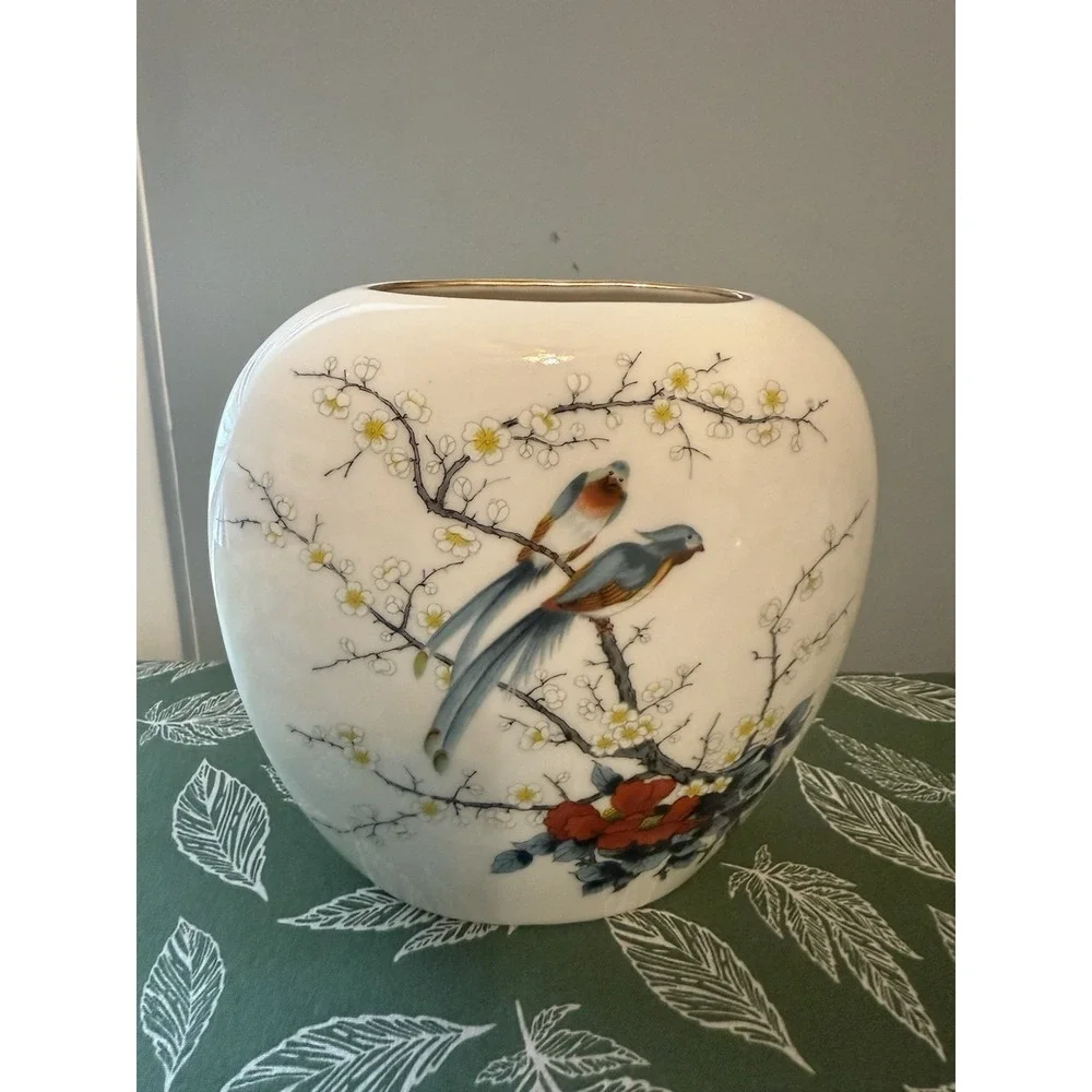 Fina China Jay Japan Porcelain Vase Birds & Blossom Pattern 7